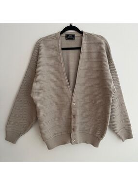 VINTAGE Sears The Men's Store Acrylic Cardigan Neutral Grandpa Sweater Unisex